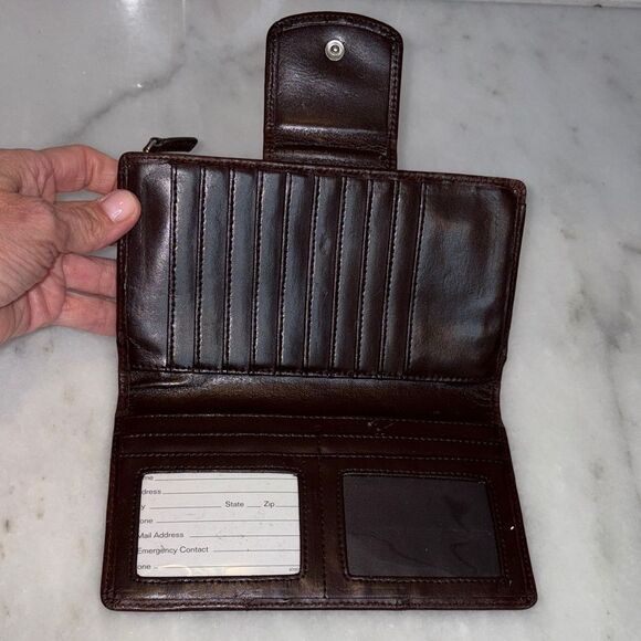 Mundi Wallet Smooth Italian Leather Bifold Compact Snap Flap - Picture 12 of 16
